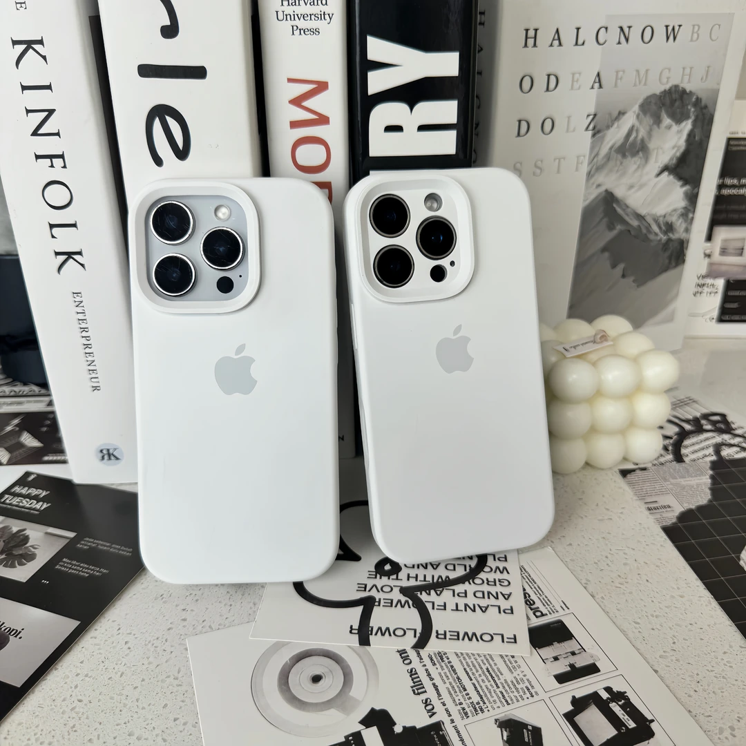 纯白色适用苹果17/16系列液态硅胶防摔手机壳iPhone15/14/13/1211