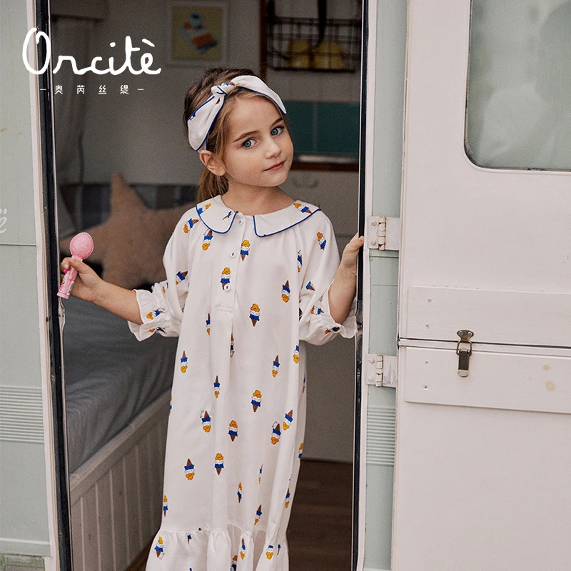【芮缇妈专属】韩国女童春夏秋7分袖睡裙家居服