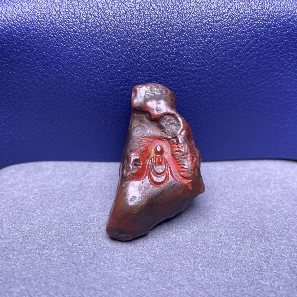 天然川料铁皮包浆南红无相佛吊坠侧挂未打孔19x33x8mm