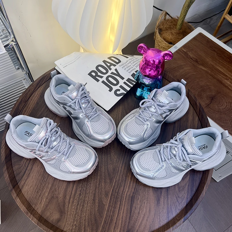 老爹鞋女2025早秋新款时尚网红爆款休闲运动百搭透气厚底网面韩版