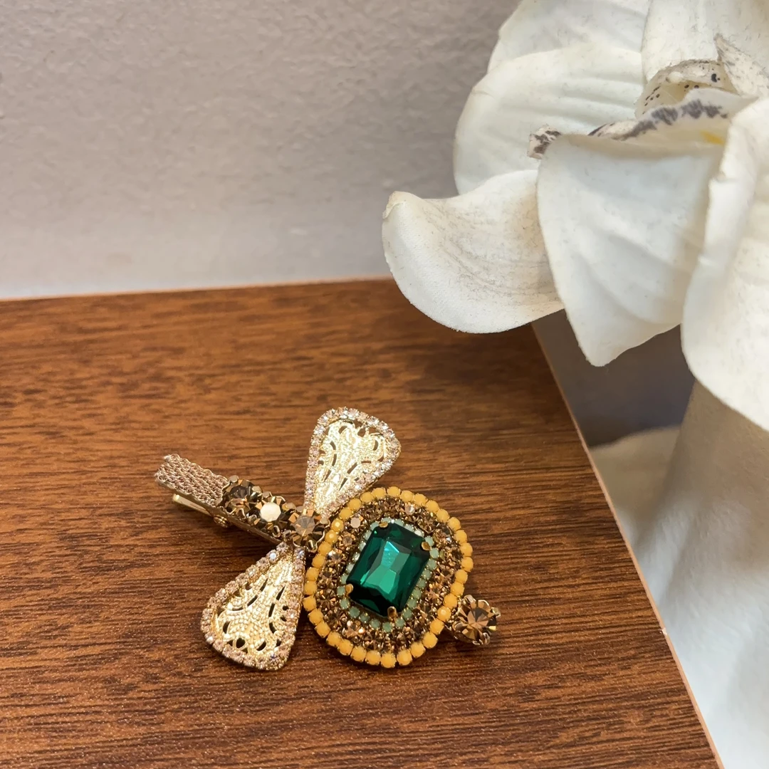 东大门珠珠蝴蝶结细闪发夹Y97