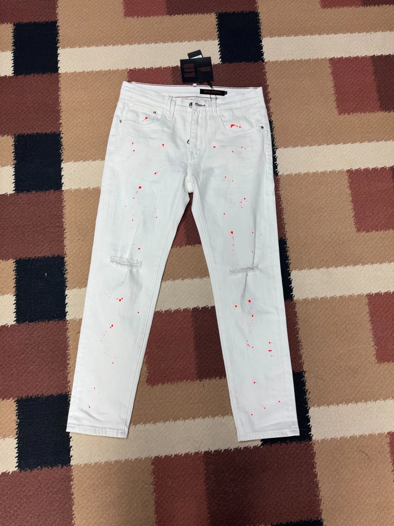 DR.GABBRALA/DG男士新款轻奢潮牌直筒百搭破洞牛仔裤