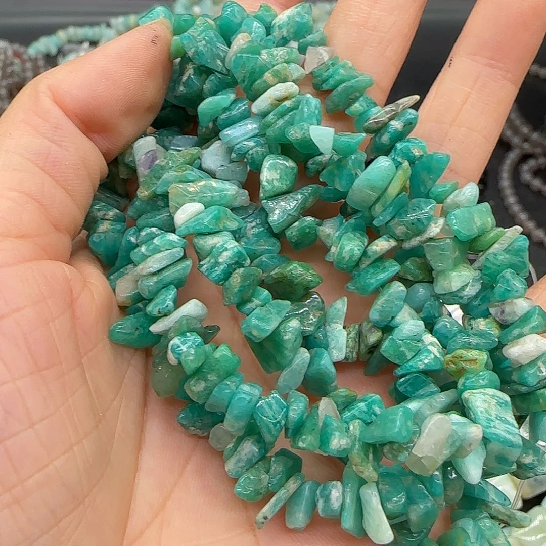 玛瑙/玉髓合金珠宝半成品老矿天河石6-8mm一条加长