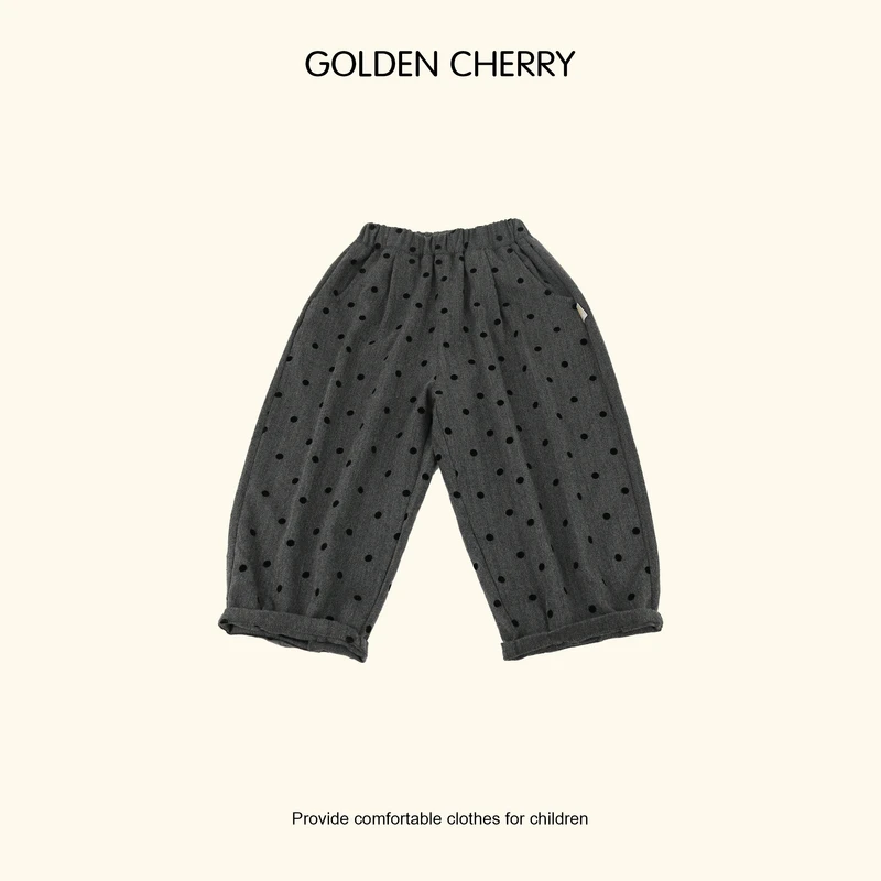 【Golden cherry】儿童松紧裤腰波点时尚休闲裤QDD087