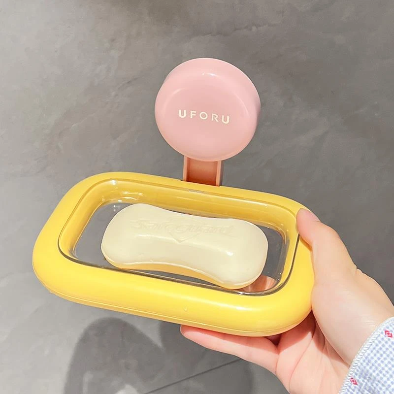 吸盘肥皂盒壁挂式免打孔家用2025新款卫生间香皂盒置物架多巴胺