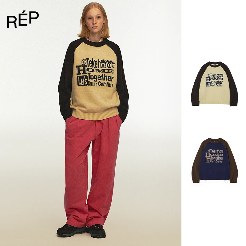 TEKET设计师品牌藏青/米色拼棕色针织毛衣25PS TheREPUBLIQUE女装