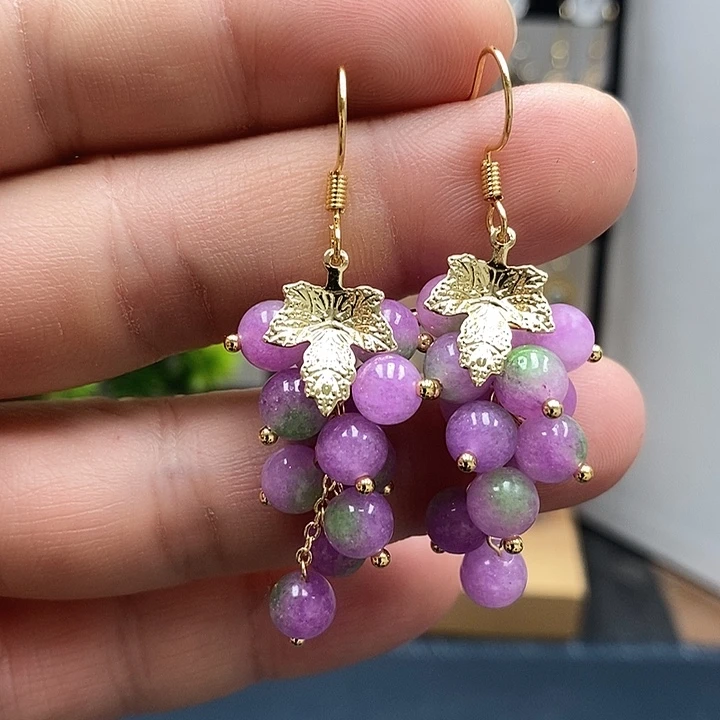 翡翠银S925镀金镶嵌耳饰尺寸6mm