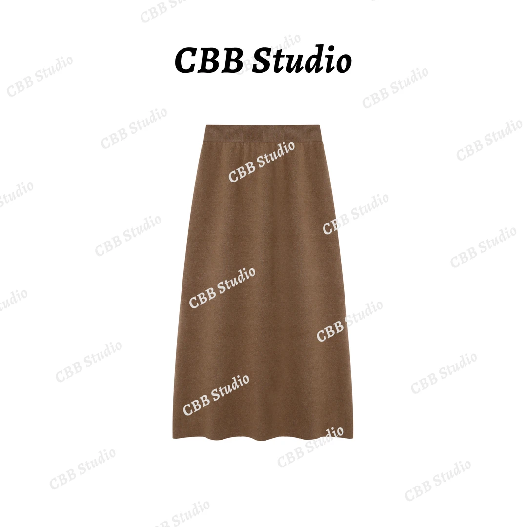 乐乐【棕柔】冬季新款针织显瘦半裙