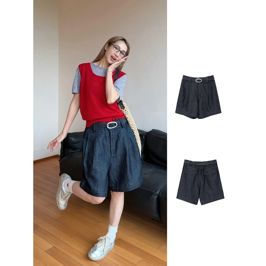 AVVENN2025夏微A宽松休闲牛仔短裤女1390dopdop买手店