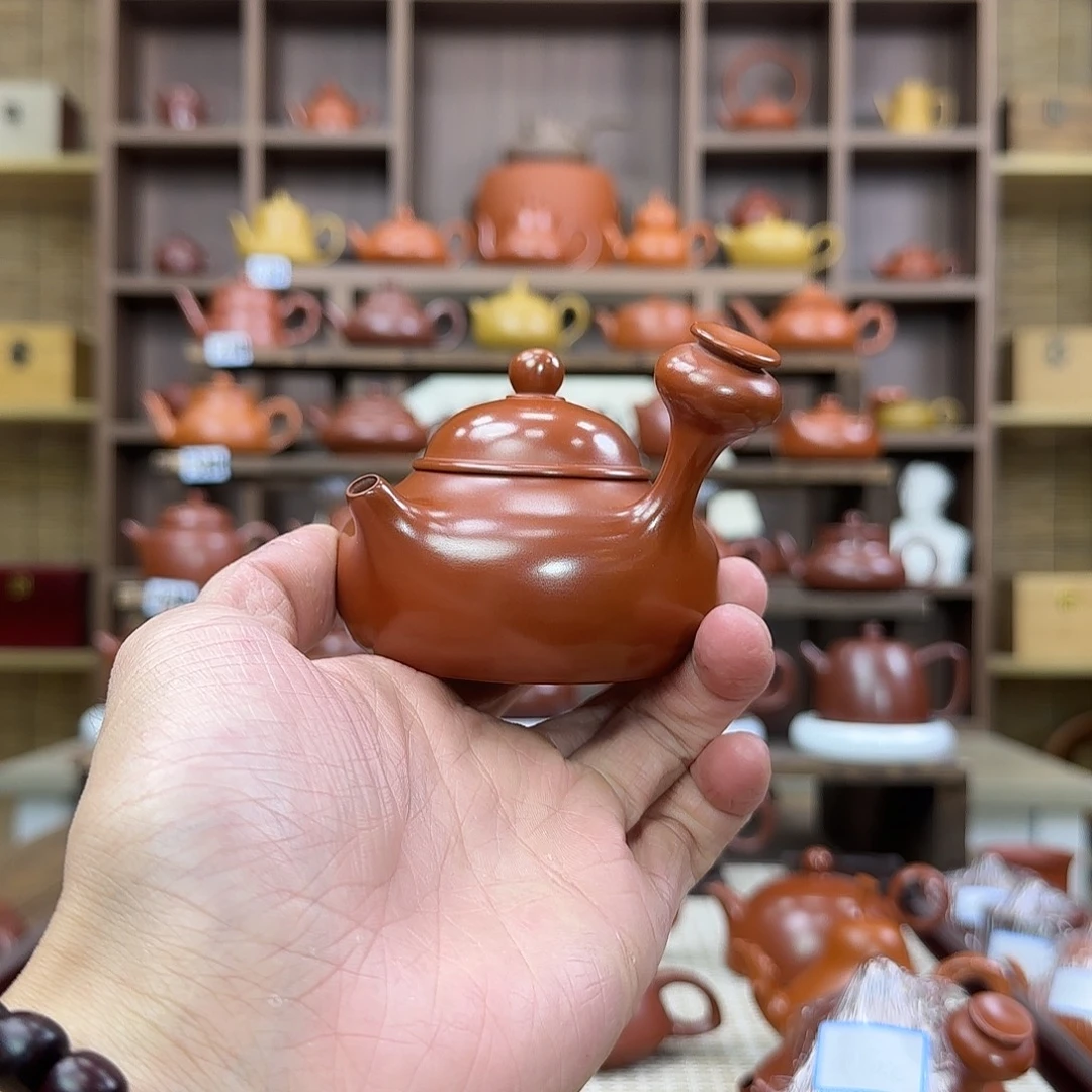紫砂茶壶潮州手拉壶侧把芙蓉130cc