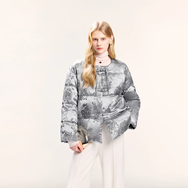 miss COCOON新中式提花鸭绒羽绒服0063