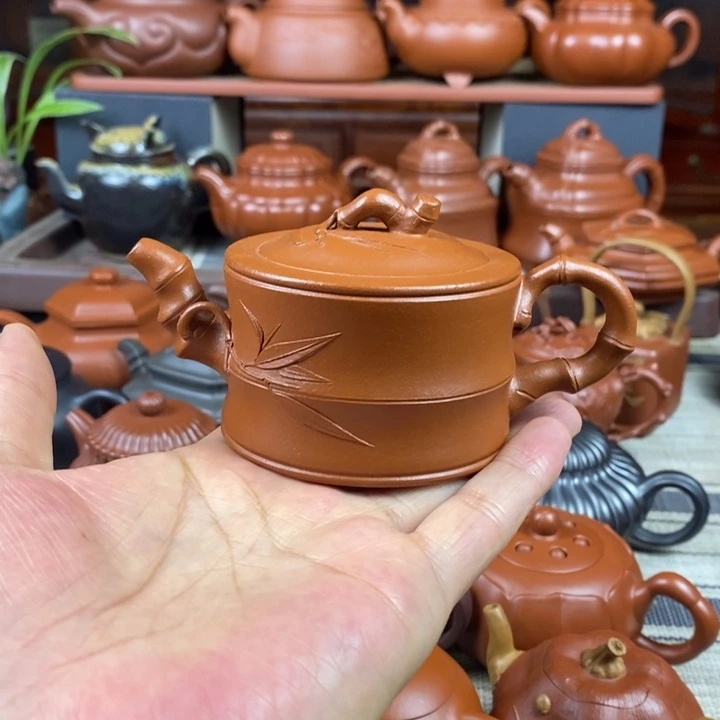 紫砂茶壶竹节130cc原矿赵庄朱泥特价