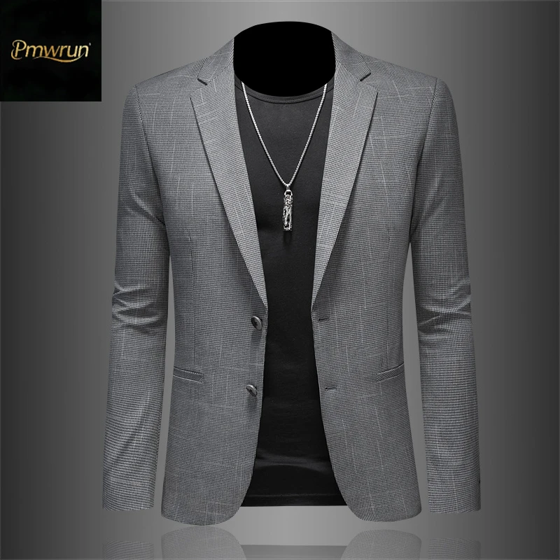 高级轻奢男士外套秋季新款百搭修身百搭休闲西装外套男西装西服