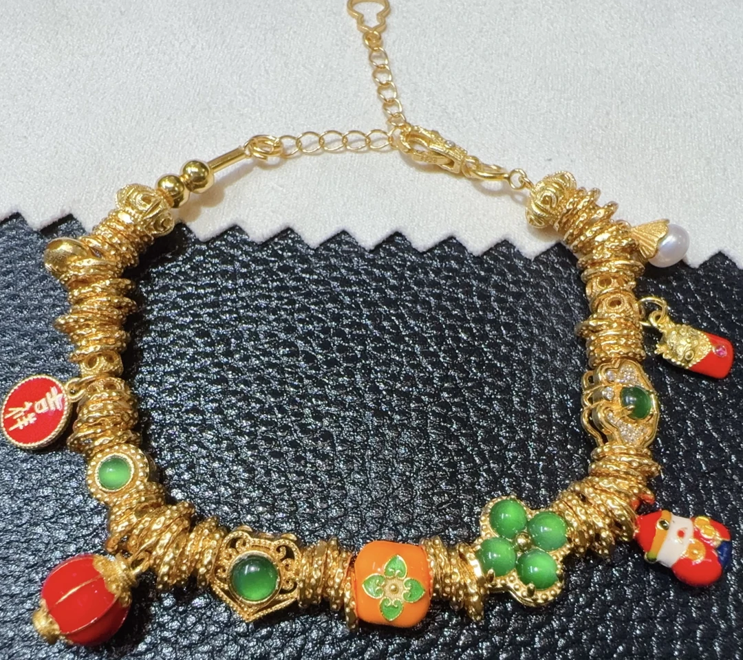 【新春限定】正确版本盘缠手链天然A货翡翠阳绿蛋面s925银YD0599