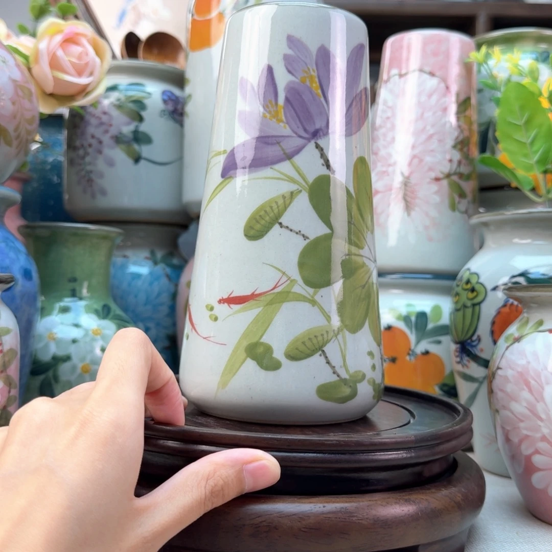 景德镇纯手绘陶瓷花瓶无孔