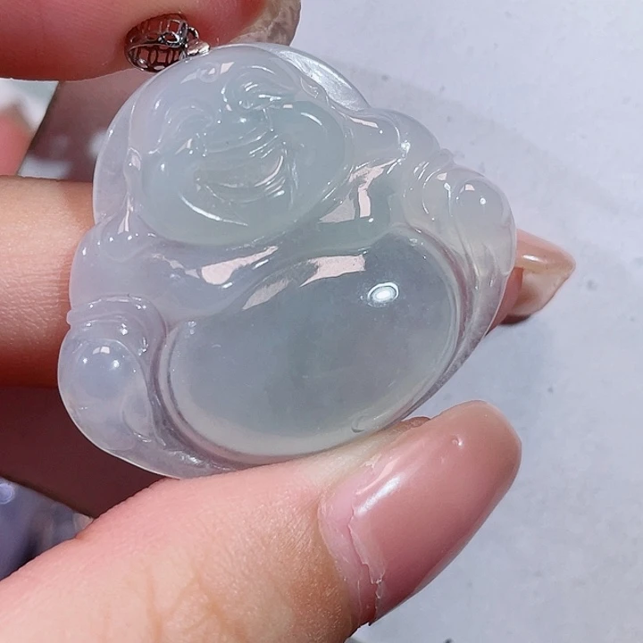 翡翠18K金镶嵌颈饰佛公