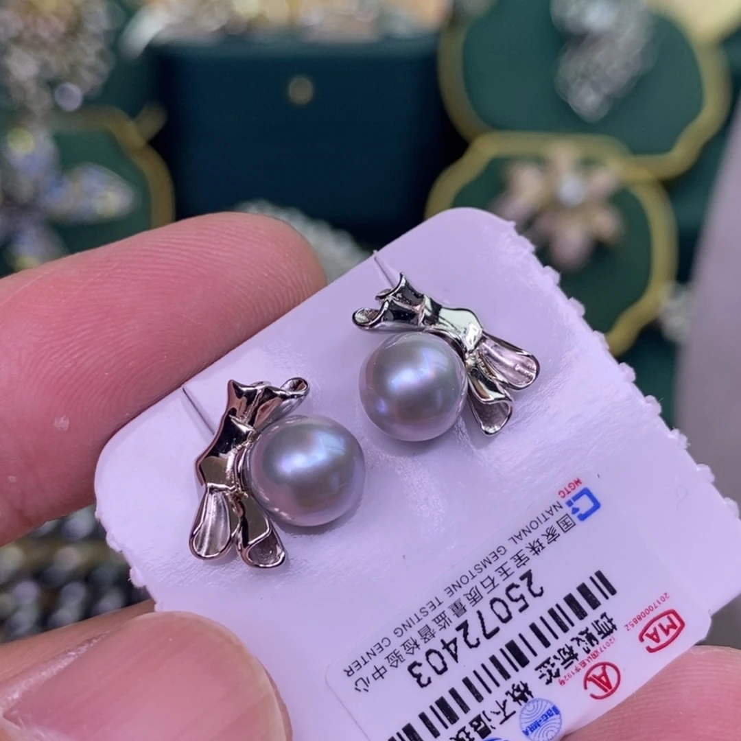银S925镶嵌耳饰海水珍珠