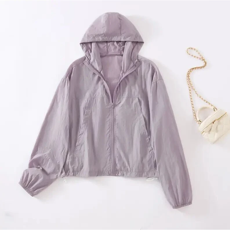 防晒衣2025新款夏季短款女时尚百塔连帽透气长袖轻薄款外套防晒服