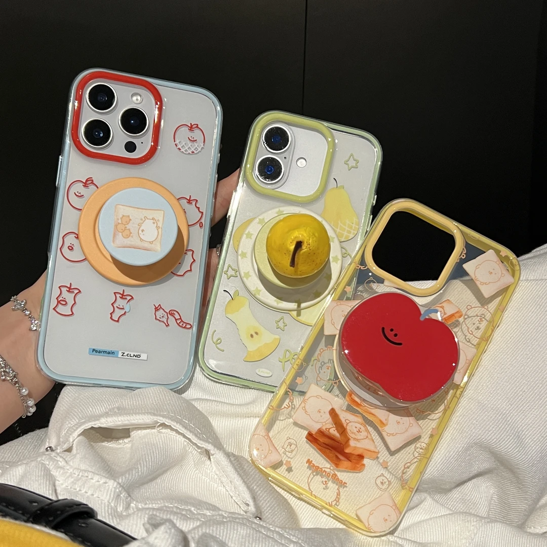 自嘲熊-苹果-梨子立体磁吸支架适用苹果iphone16pro手机壳二合一