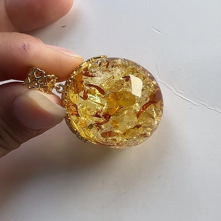 银S925镶嵌颈饰琥珀（花珀）