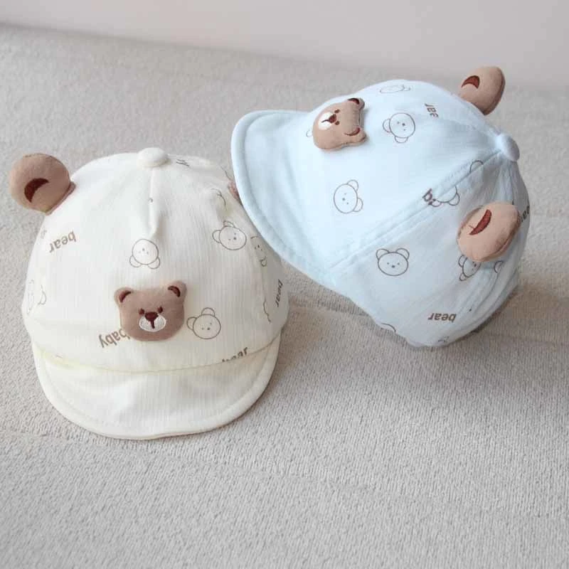 【店铺热销】婴儿帽子春秋季薄款宝宝卡通遮阳帽新生儿防晒帽婴幼