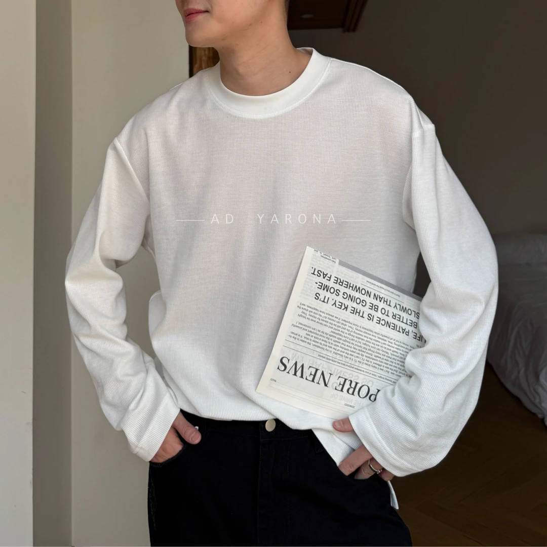 断码福利售完无 180克超薄夏季时尚百搭酸洗的华夫格纹长T夏鸣