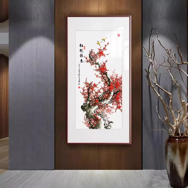 中式玄关过道走廊装饰画国画花鸟画梅兰竹菊新中式装饰画字画