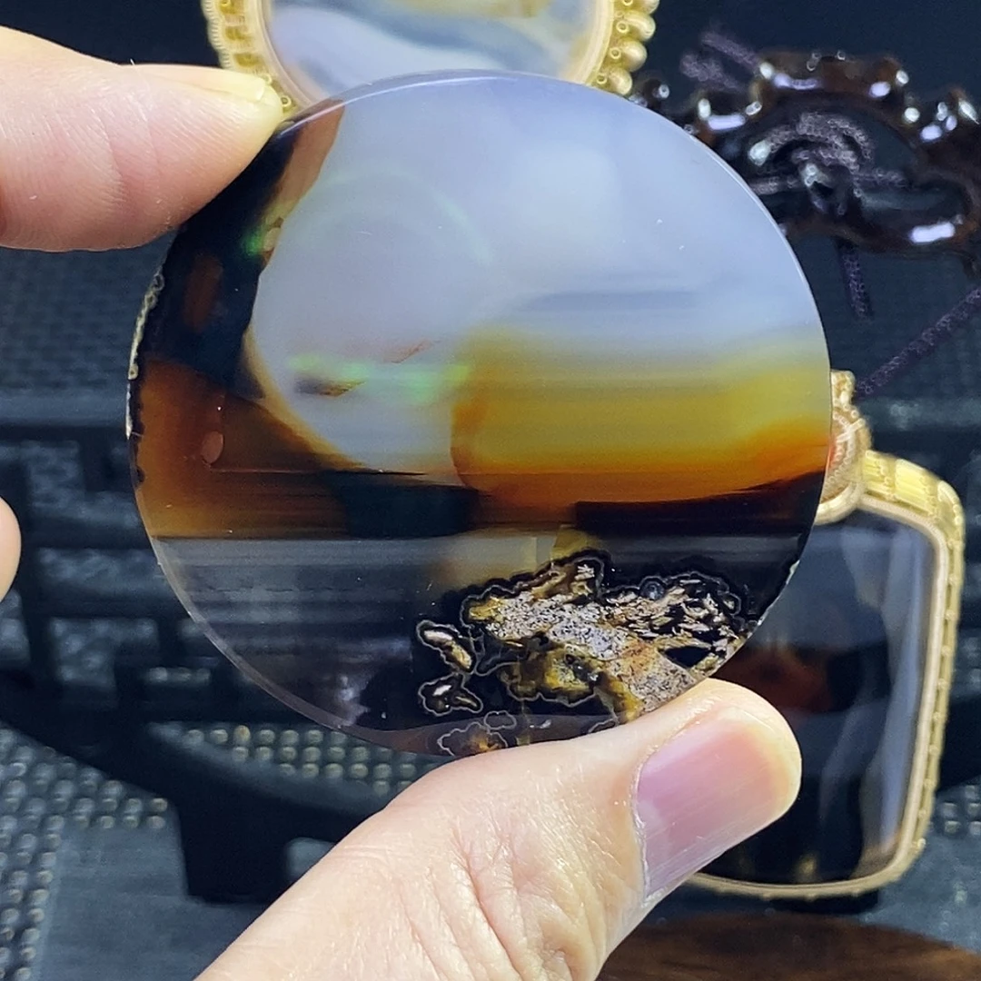合成碳硅石非金属时尚图纹画面石饰品