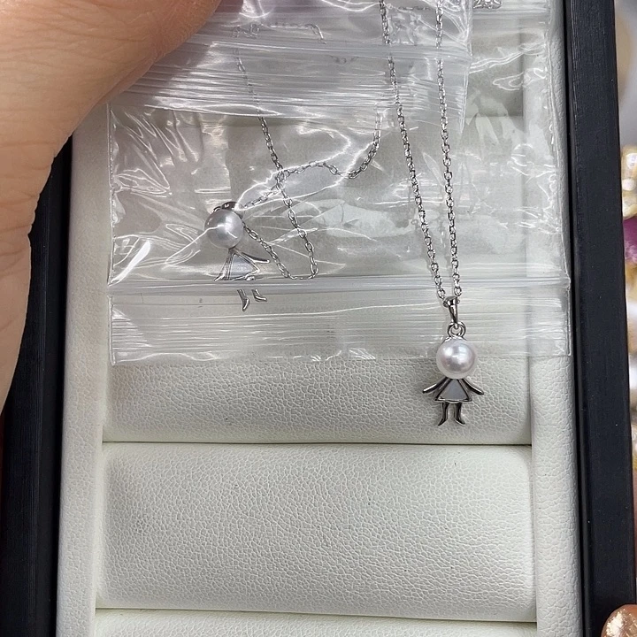 淡水珍珠银S925镶嵌颈饰随机发