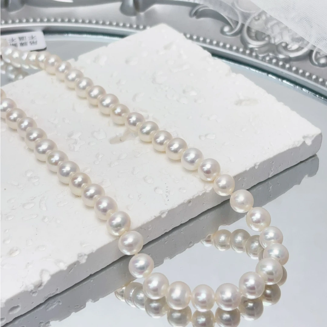 【人鱼姬】淡水无核珍珠7.5-8.5mm极光炫彩无暇S925银扣