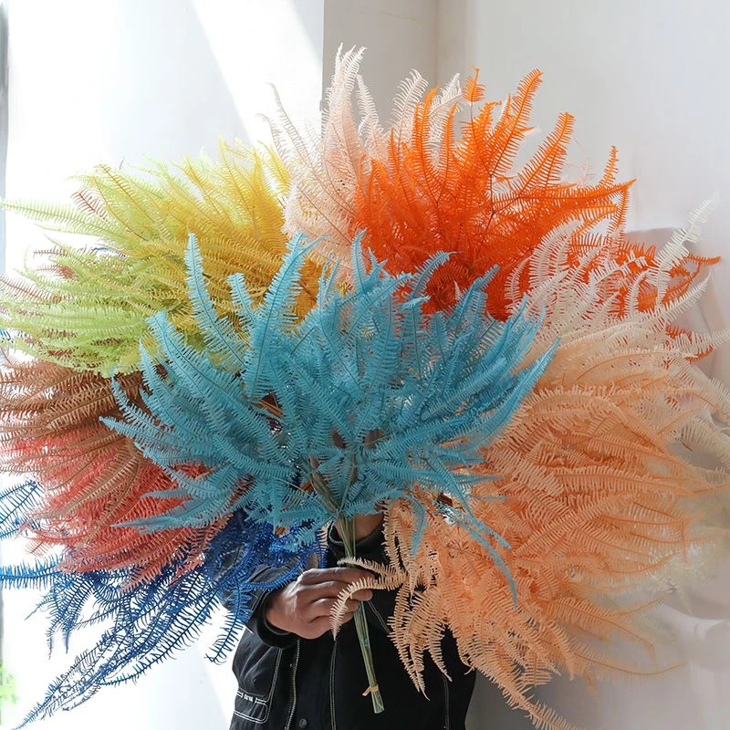 永生花芒萁叶蕨叶婚礼羽毛永生花婚庆保鲜网红家居蓝色系