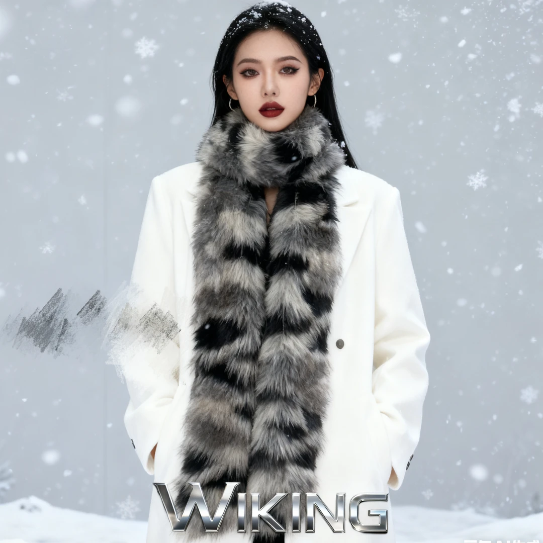 王大嘴原创 ”银灰虎纹“高端超奢华撞色虎纹围巾M098