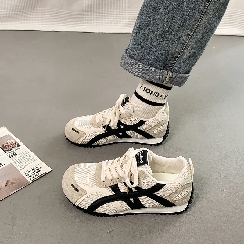 超火厚底阿甘鞋女2025新款秋季百搭网面透气德训鞋休闲运动小白鞋