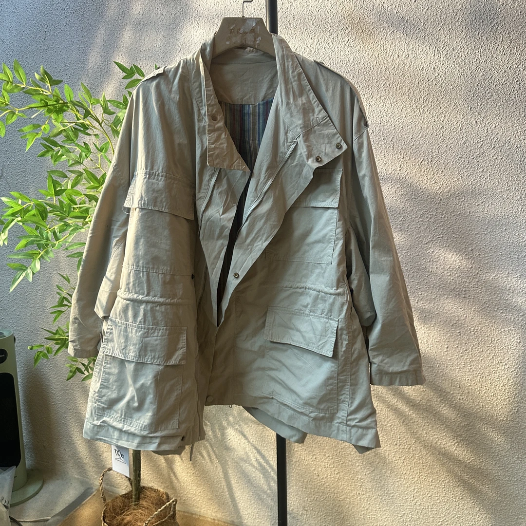 加绒春秋女装韩版宽松型常规款风衣短外套女POLO领风衣