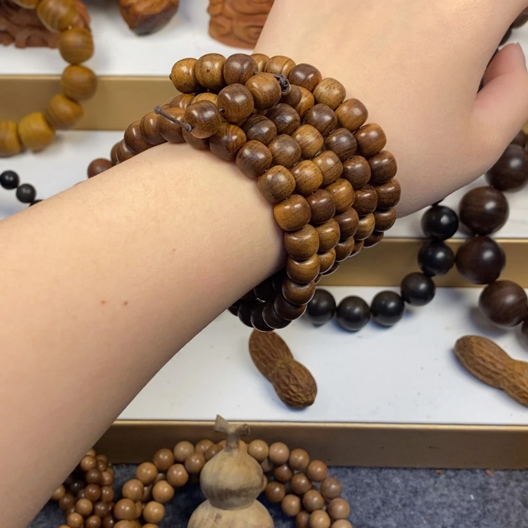 檀香木手串/手链狼*老山檀香7/8/108横纹沉水奶香