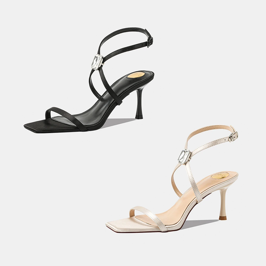 高跟露趾方头时装凉鞋女夏季外穿时尚仙女风凉拖性感百搭配裙子