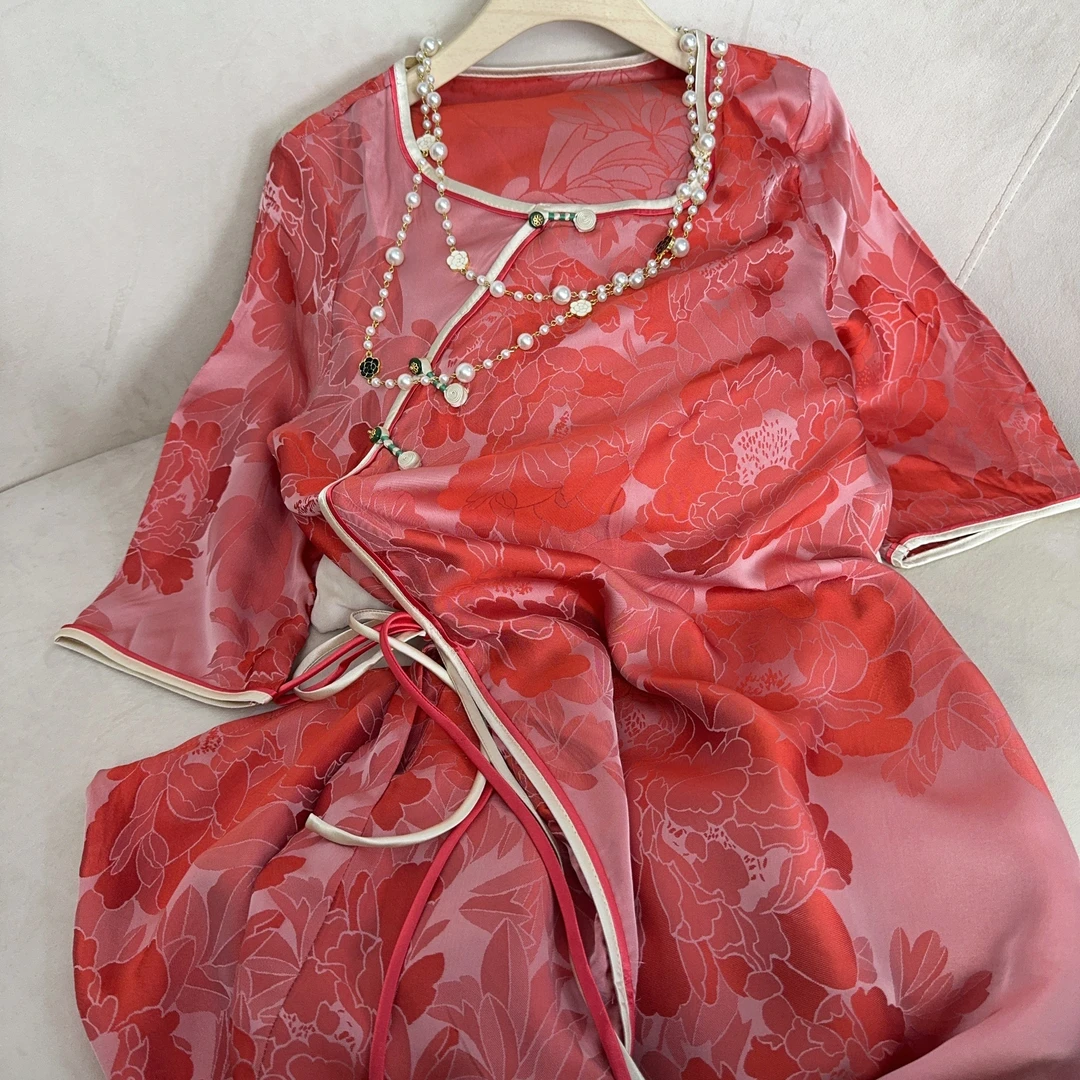 8030新中式长款连衣裙【锦带】