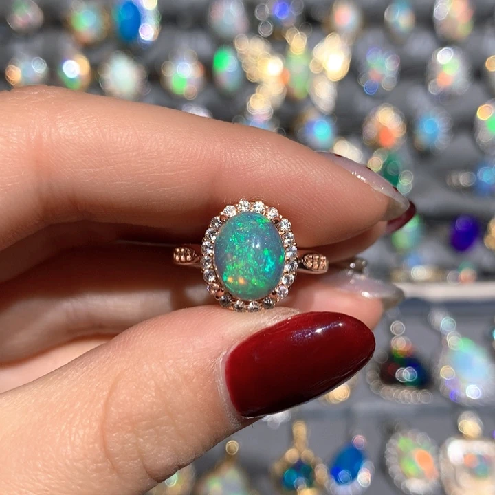 欧泊K福利戒指银S925镶嵌