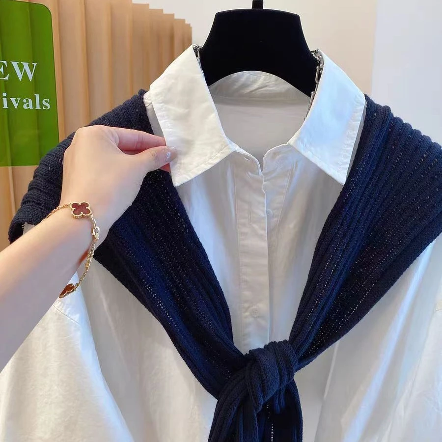 朵儿自留款白衬衣送披肩【跑个量]