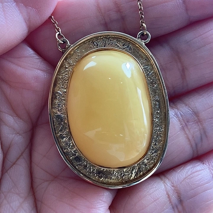 琥珀银S925镶嵌颈饰吊坠