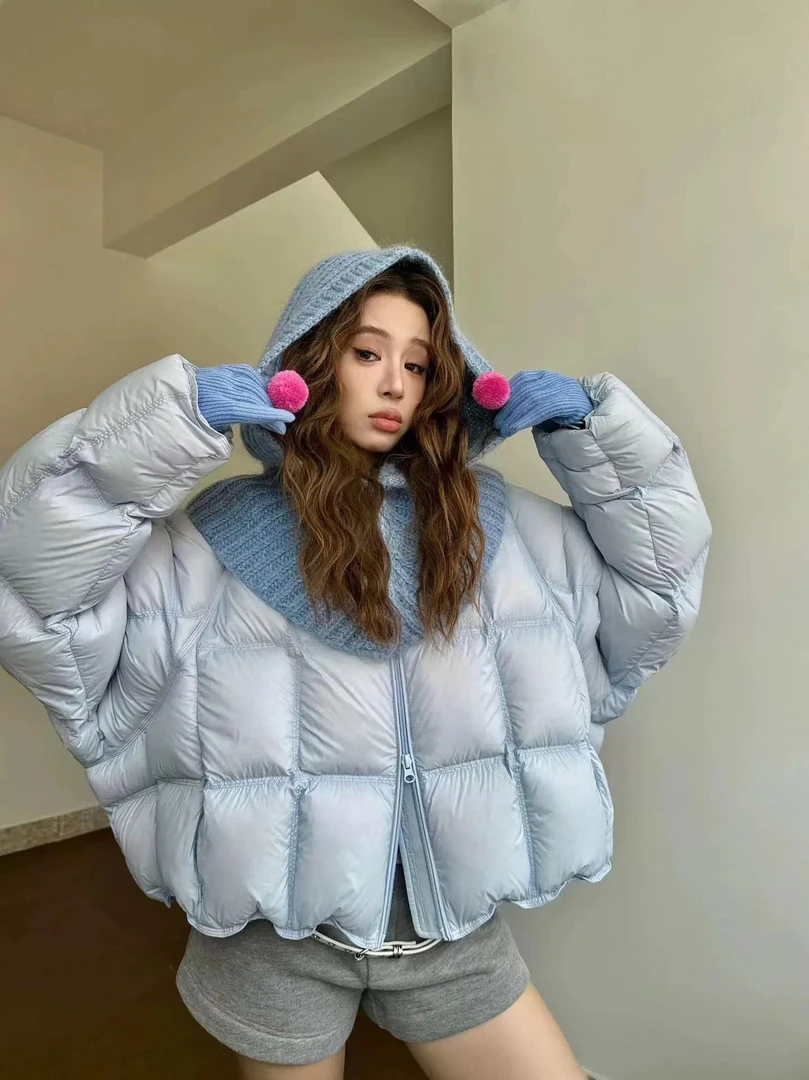 2025冬季新款韩版宽松90白鸭绒羽绒服外套{ 不带连帽}