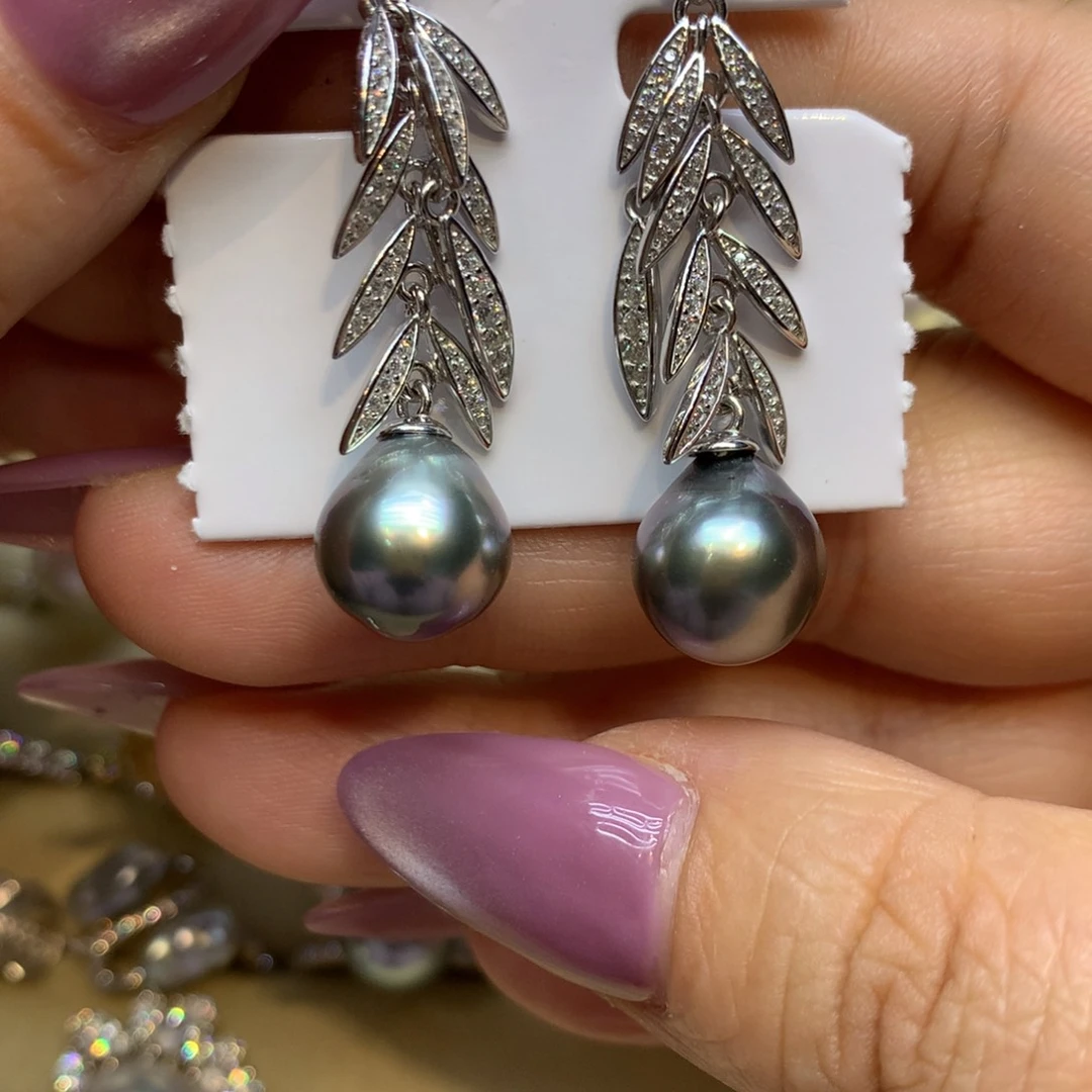 银S925镶嵌耳饰海水珍珠