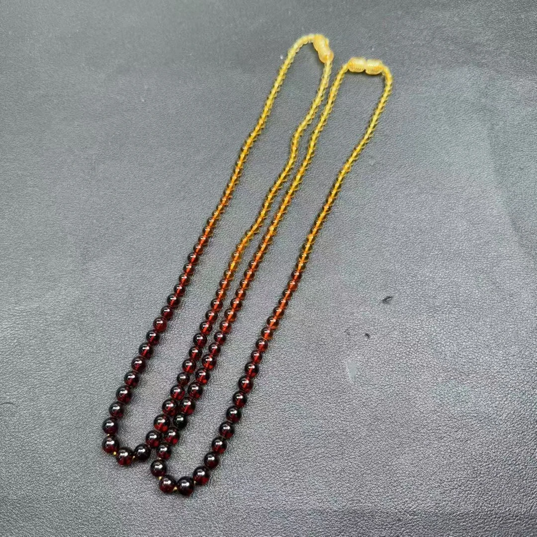 32794/HQ27-琥珀珠链-多样性发其一约3mm/约99颗