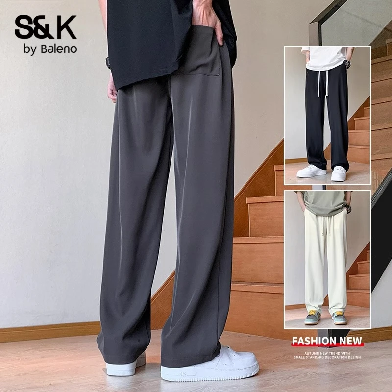 班尼路2025新款秋季垂感美式直筒休闲裤男士宽松阔腿裤冰丝运动裤