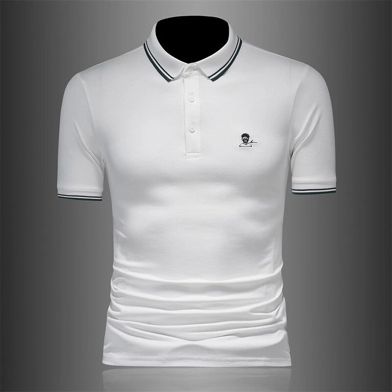 贾鲁萨加高端时尚夏季男士短袖POLO衫潮牌刺绣领口撞色修身休闲T