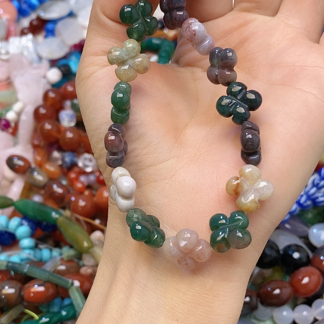 未镶嵌玛瑙/玉髓珠宝半成品印度玛瑙短款花花一条