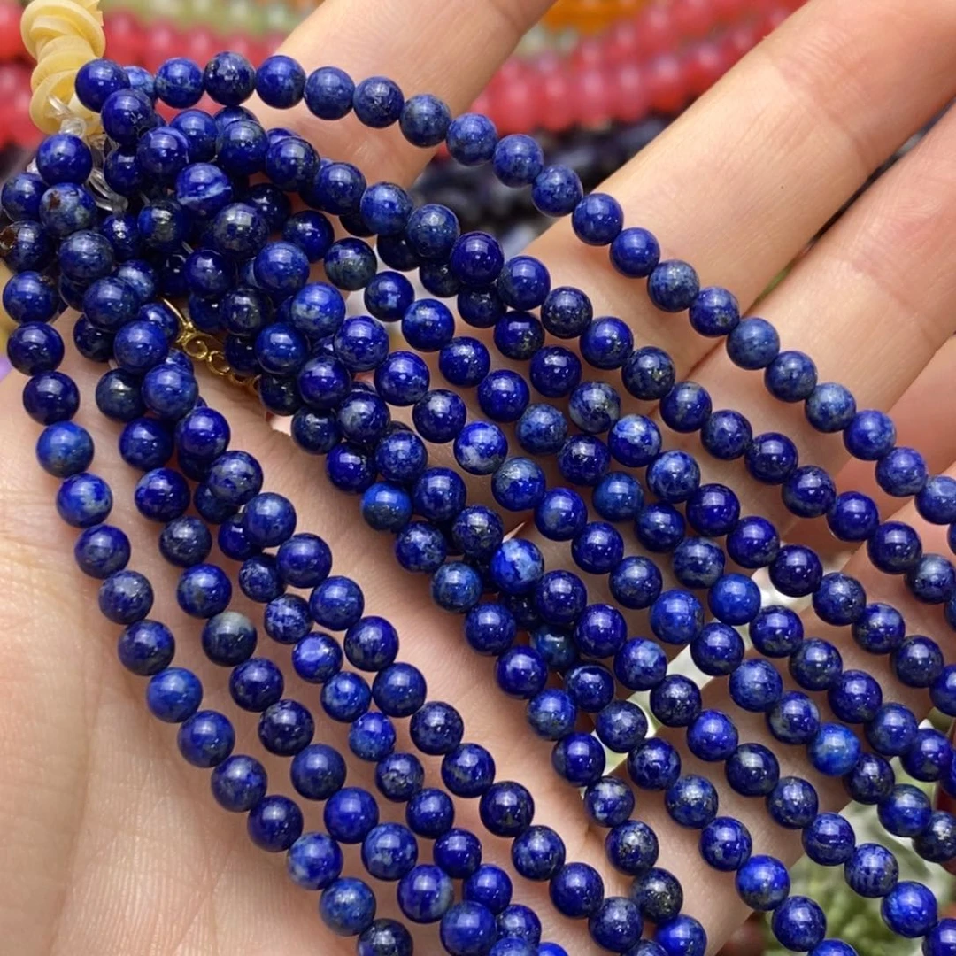 玛瑙/玉髓未镶嵌珠宝半成品青金石圆珠4mm2条