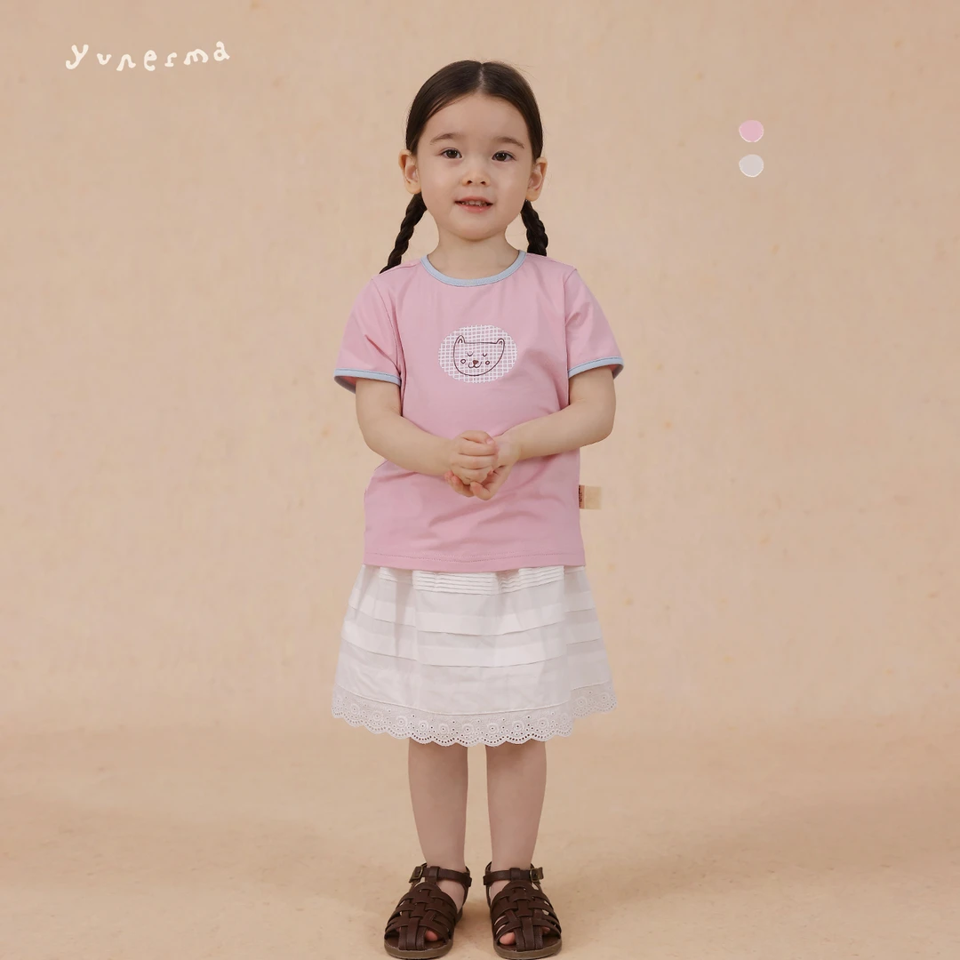 女童夏季韩系简约可爱卡通短袖 允儿妈2025新款时尚T恤儿童上衣潮