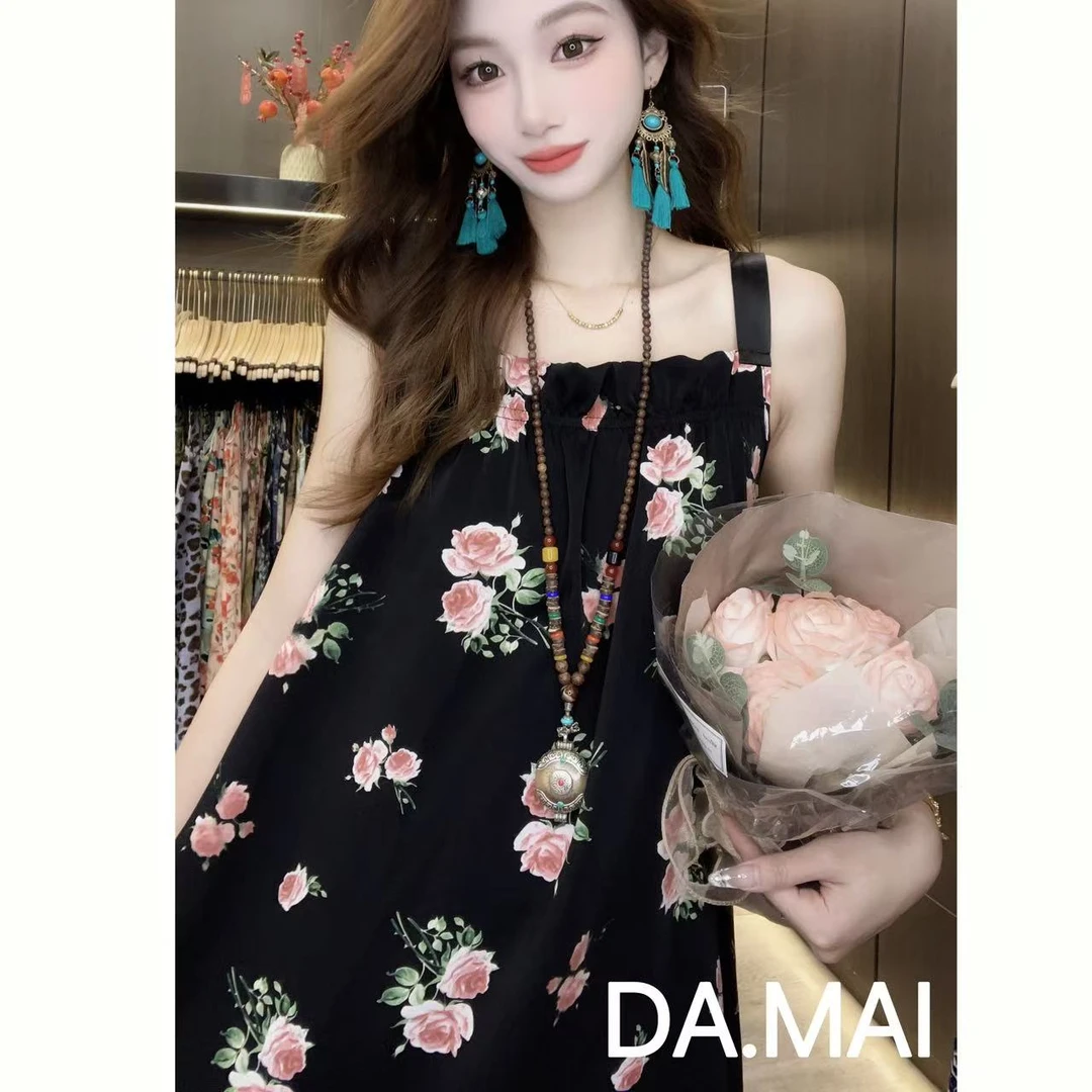 DA.MAI-8782#2025女款轻奢宽松长裙春夏缎料无袖气质时尚连衣裙