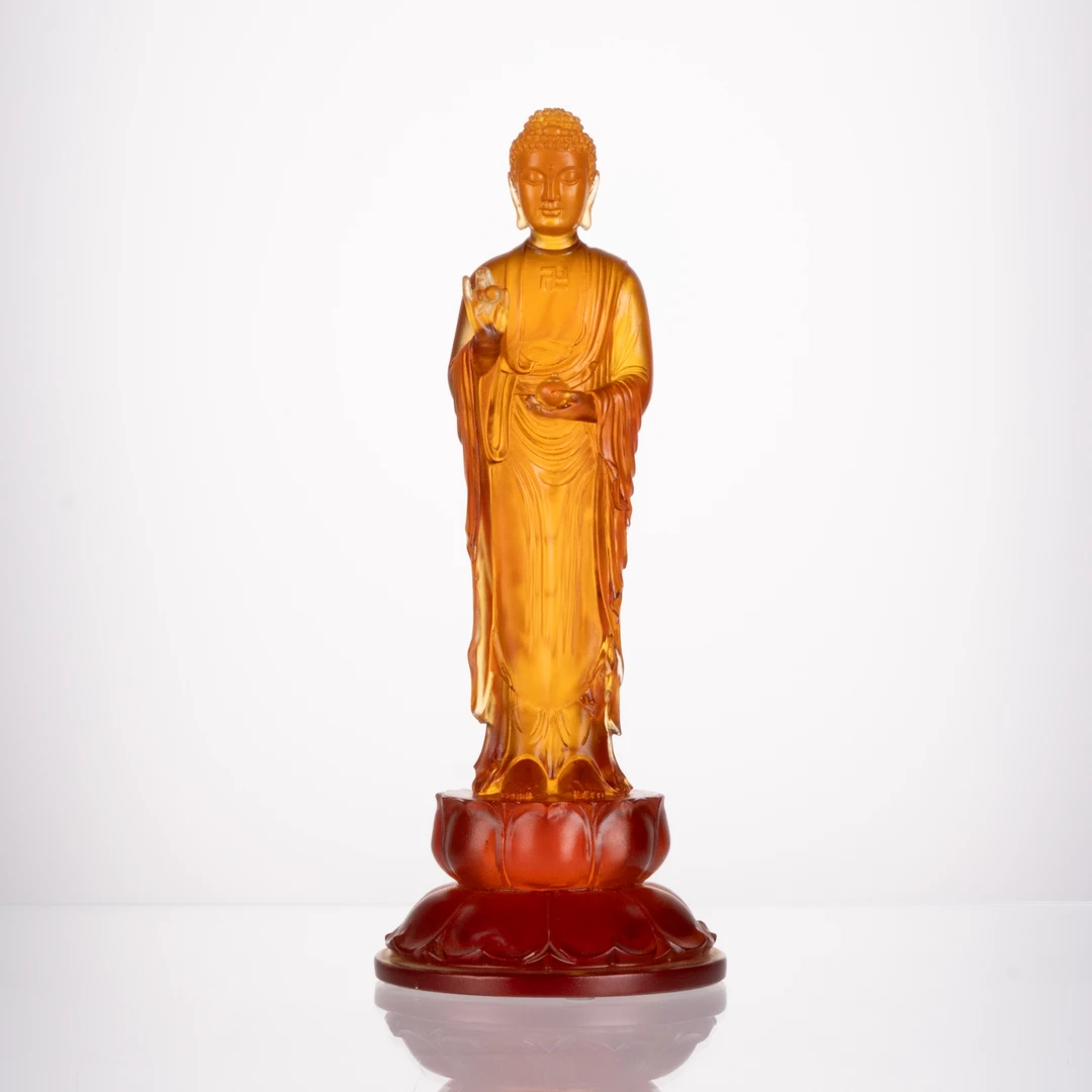 采莲东方美学会客厅【药师琉璃光】极简轻奢新中式水晶琉璃摆件